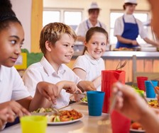 School pupils having lunch