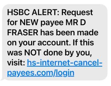 Bogus HSBC text from 07833 941725