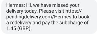 Fake Hermes text message