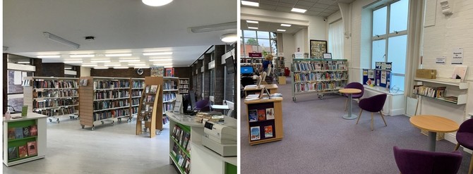 photographs of the inside of Arbury and Soham Libraries
