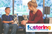 Foster carer and child talking