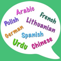 different languages in a speech bubble