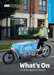 Cover of the Spring What's On brochure, featuring Bessie the Book Bike