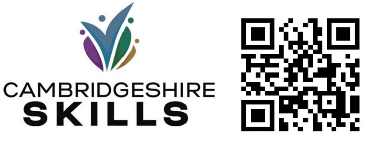 Cambridgeshire Skills logo and QR code