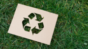 Image of a recycling icon on grass