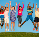 children jumping in air