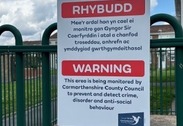 Sign warning that the Council are patrolling to deter anti-social behaviour