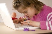 Girl using the laptop