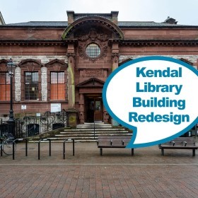 Photograph of Penrith Library. Image reads: 'Kendal Library Building Redesign'