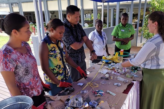 Josie explaining litter categories during a the national workshop on the Solomon Islands, January 2019.