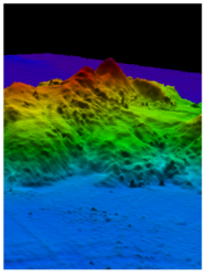 computer generated image of underwater mountain