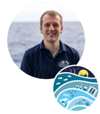 a man with the sea in the background