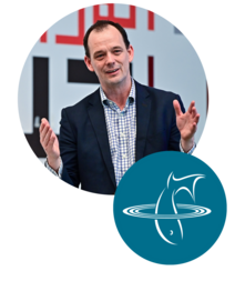 a man and a fish logo