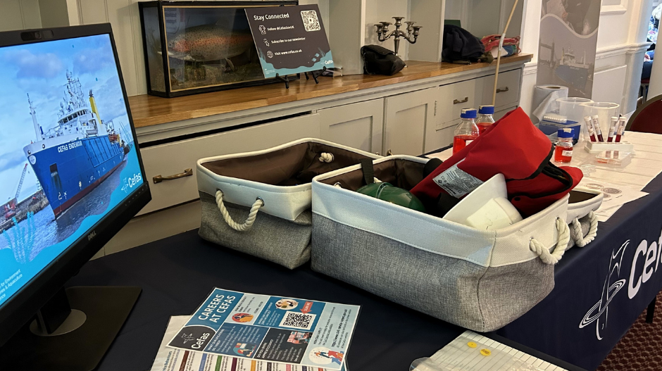 Image of the cefas stand at the dorset festival of careers. 