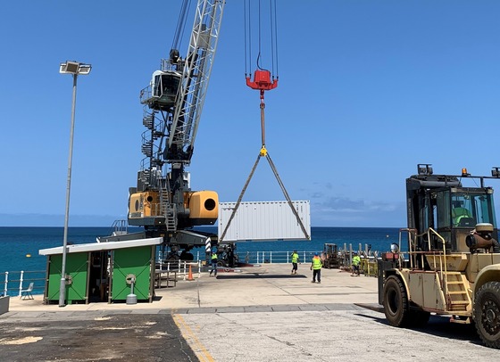 Crane lifting the basis of the ecophysiology lab 
