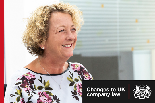 Louise Smyth of Companies House. Text reads: Changes to UK company law 