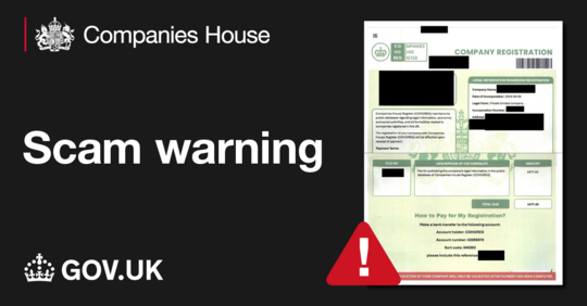 Example of a scam letter pretending to be from Companies House