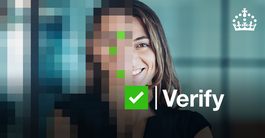 A woman smiles at the camera. Her face is half obscured by pixels. The word 'verify' with a green tick is laid over the top of the image.