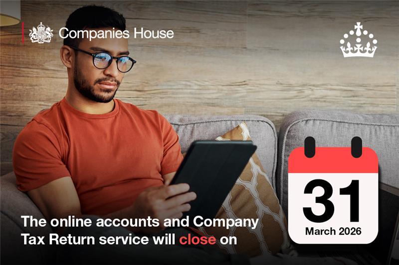 The online accounts and Company Tax Return service will close on 31 March 2026. 