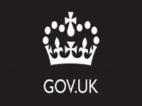 GOV UK and Government crown logo in white on black background