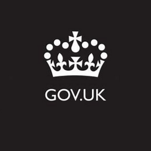 White Government crown logo and GOV.UK in white writing on black background