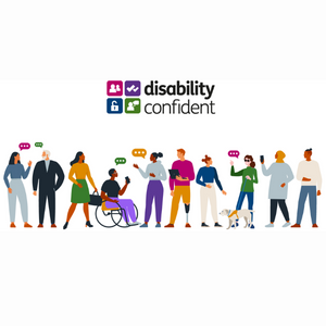Disability Confident logo and banner showing people