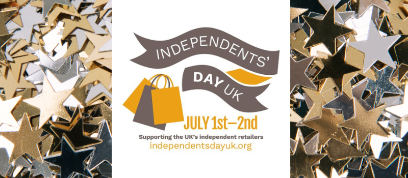 Independents' Day UK Hader July 1st-2nd logo with gold and silver star background