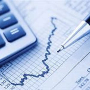Finance image- calculator, graph, pen