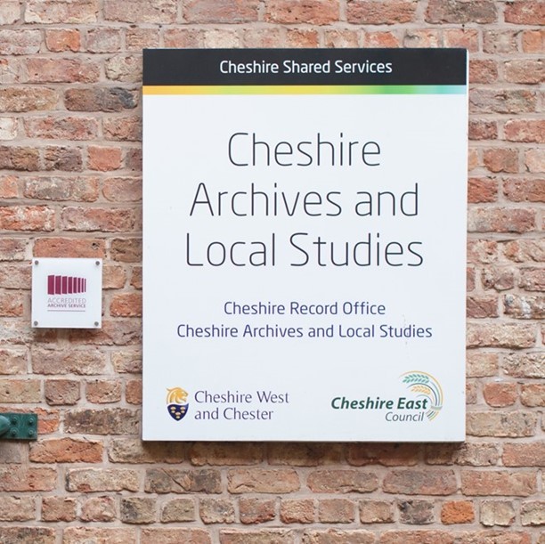 Cheshire Archives and Local Studies sign