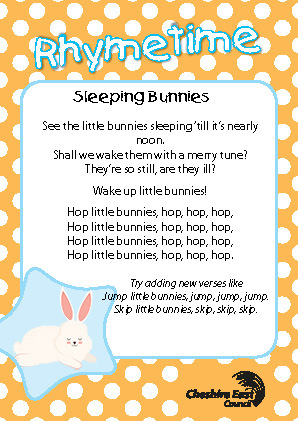 Sleeping Bunnies rhyme card 