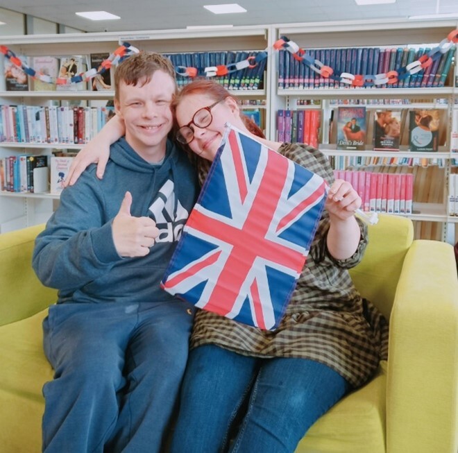 young couple at coronation tea party