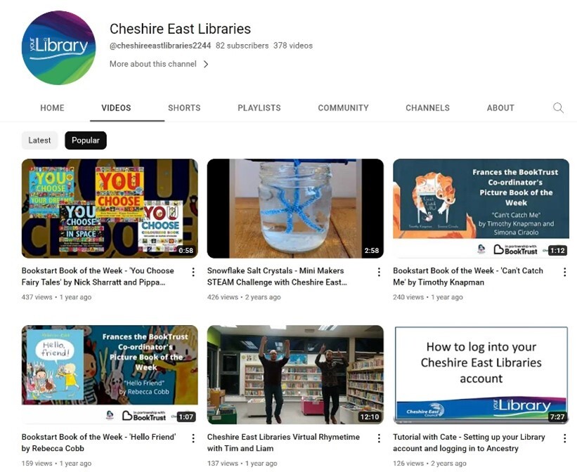 screenshot of library youtube channel