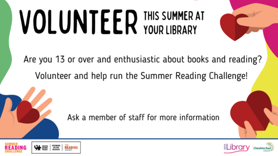 advertisement for summer reading challenge volunteers