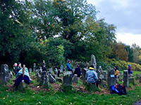 Attendees meditating at the Bollington Labyrinth 