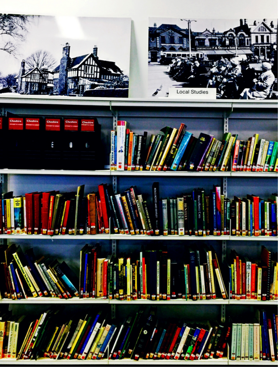 local history book shelves