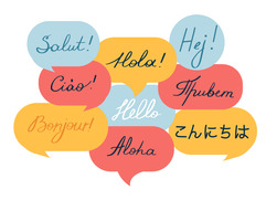 Graphic with hello written in a number of languages