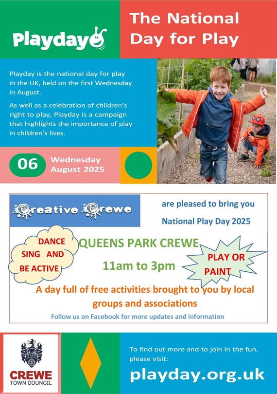 National Day for Play poster - Queen's Park 6th August
