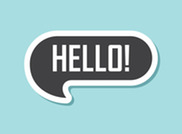 Hello turquoise speech bubble