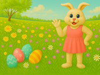 Easter bunny in a meadow