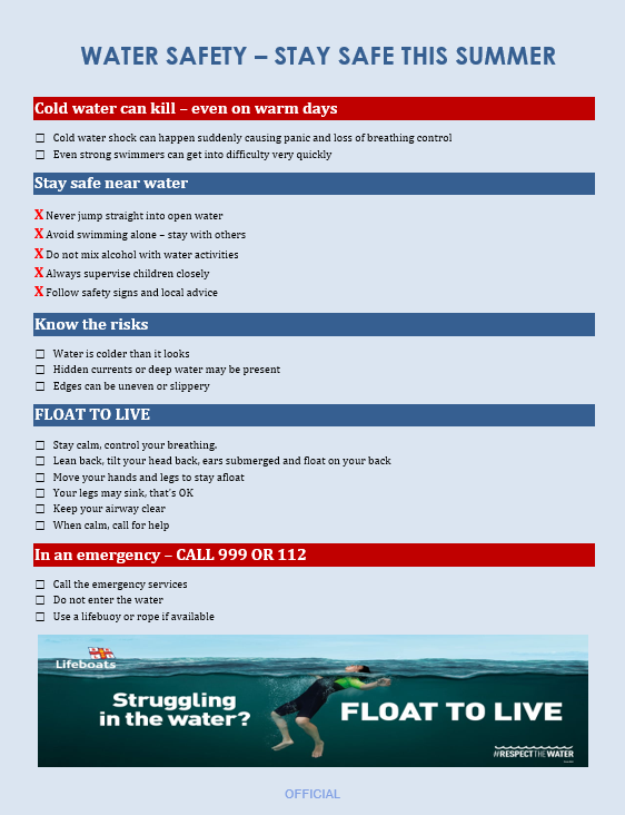 Summer water safety poster