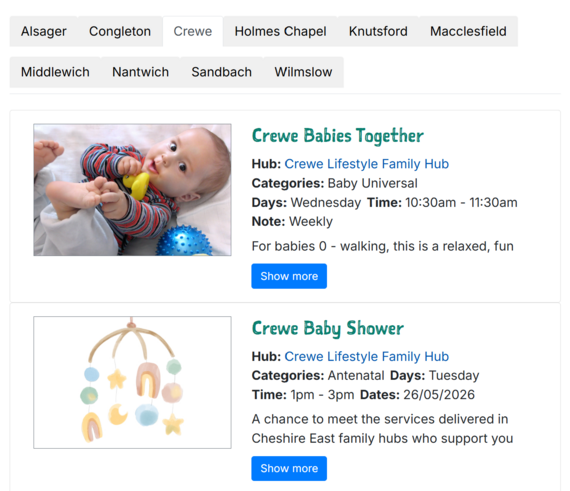 What's on at Family Hubs
