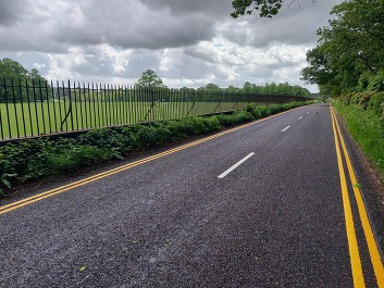 Road with freshly painted markings