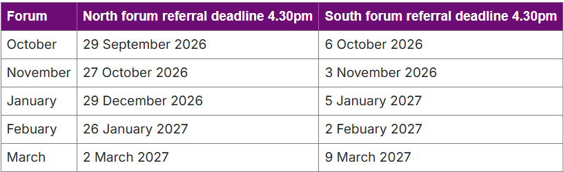 Autumn forum dates