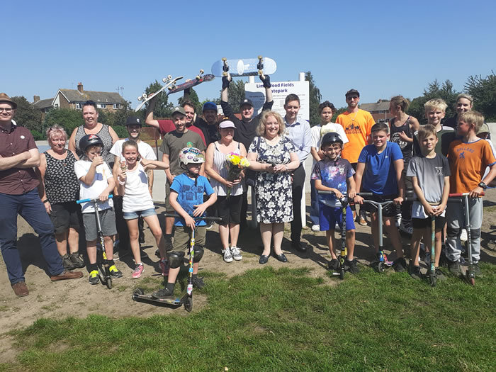 Users of the skate park at Newton