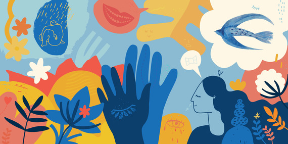 Collage of shapes to do with wellbeing