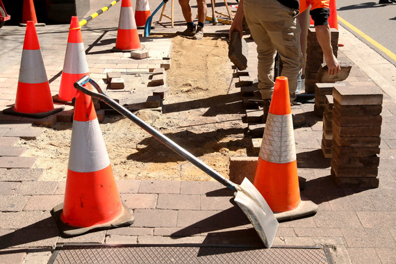 Close up of paving works