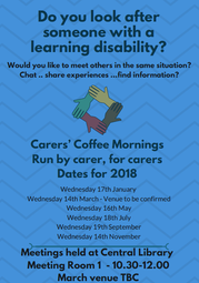 Coffee mornings for carers of people with a learning disability – New dates for 2018