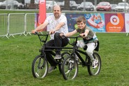 Dad and son cycling