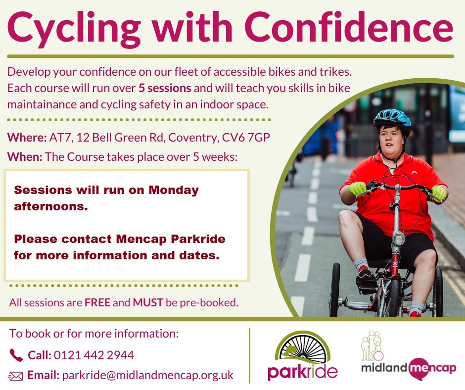 Cycling with Confidence poster (Mencap Parkride)