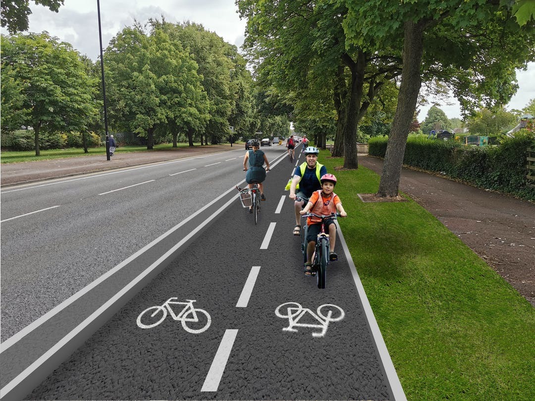 cycle lane with cyclists 